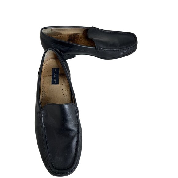 Dockers Mens Black Leather Loafers  size 10 - Picture 1 of 7